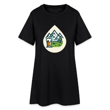 Paysage de montagne avec verre à bière - Robe T-shirt Femme - noir - Devant