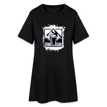 Bergsee mit Bierglas Motiv - Frauen T-Shirt-Kleid - Schwarz - Vorne