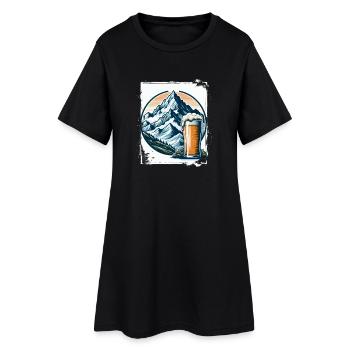 Mountain and Beer Nature Motif - Women’s T-Shirt Dress - black - Front