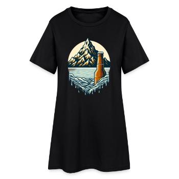 Lac au sommet avec bouteille de bière - Robe T-shirt Femme - noir - Devant