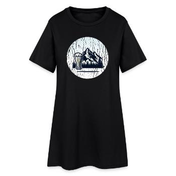 Berglandschaft mit Bierglas - Frauen T-Shirt-Kleid - Schwarz - Vorne
