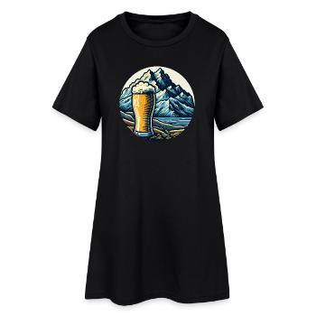 Mountain Beer Landscape Illustration - Women’s T-Shirt Dress - black - Front