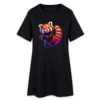 Petit panda - Robe T-shirt Femme - noir - Devant