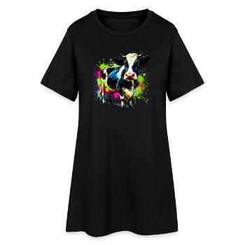 Vache - Robe T-shirt Femme - noir - Devant