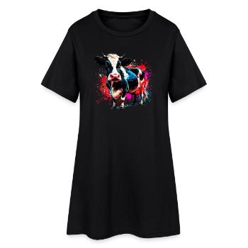 Vache - Robe T-shirt Femme - noir - Devant