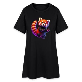 Kleiner Panda - Frauen T-Shirt-Kleid - Schwarz - Vorne