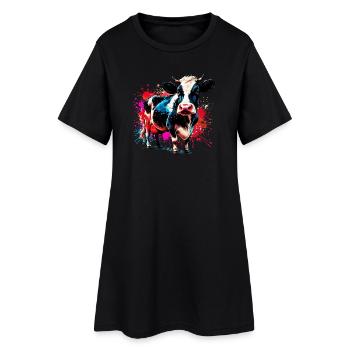 Vache - Robe T-shirt Femme - noir - Devant