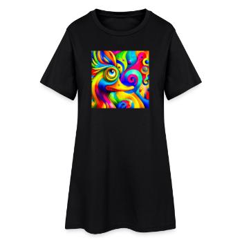 Painting of a duck - Women’s T-Shirt Dress - black - Front