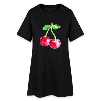 Cerise, Cerisier rouge - Robe T-shirt Femme - noir - Devant