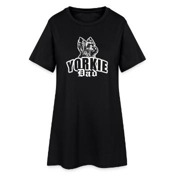"Yorki Dad" mit Hundekopf - Frauen T-Shirt-Kleid - Schwarz - Vorne