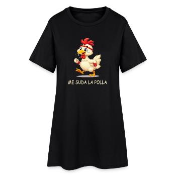Animiertes schwitziges Huhn - Frauen T-Shirt-Kleid - Schwarz - Vorne