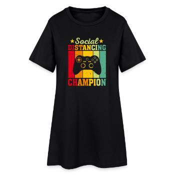 Champion de la distanciation sociale – Rétro Gaming - Robe T-shirt Femme - noir - Devant