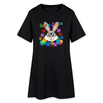 Frohe Ostern Osterhase - Frauen T-Shirt-Kleid - Schwarz - Vorne