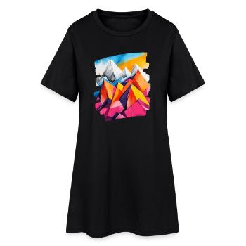 Berge - Frauen T-Shirt-Kleid - Schwarz - Vorne