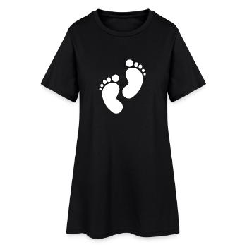 Empreinte de bébé, pieds de bébé - Robe T-shirt Femme - noir - Devant