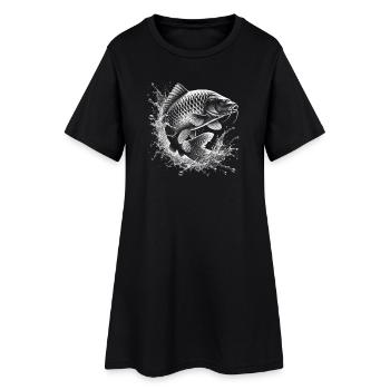 Carpe avec éclaboussures d’eau pour les pêcheurs - Robe T-shirt Femme - noir - Devant
