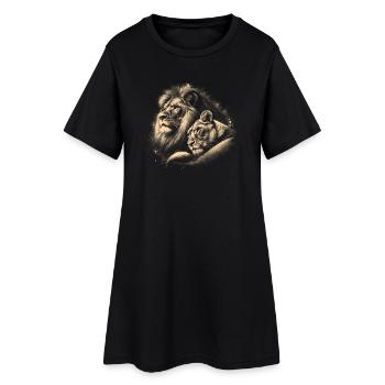 Lionne au lion - Symbole d’amour et de partenariat - Robe T-shirt Femme - noir - Devant