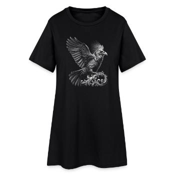 Schwarzer Rabe im realistsichen Stil - Frauen T-Shirt-Kleid - Schwarz - Vorne