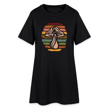 Collectionneur de champignons rétro - nature design vintage - Robe T-shirt Femme - noir - Devant