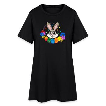 Ostern Osterhase Hase - Frauen T-Shirt-Kleid - Schwarz - Vorne