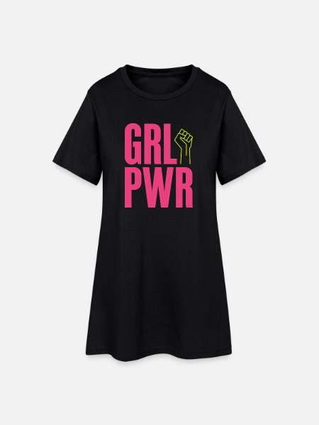 Frauen Power GRL PWR Girl Patriarchat Feminismus - Frauen T-Shirt-Kleid - Schwarz