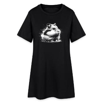 Hamster mignon – Style de dessin réaliste - Robe T-shirt Femme - noir - Devant