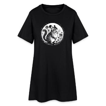 Chinchilla avec lune et fleurs - Robe T-shirt Femme - noir - Devant