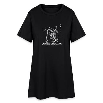 Erdmännchen mit Harfe in der Nacht- Harfenist - Frauen T-Shirt-Kleid - Schwarz - Vorne