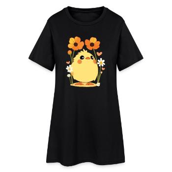 Chick, Spring, Flowers, Summer, Easter, Garden - Women’s T-Shirt Dress - black - Front