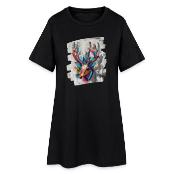 Cerf avec bois - Robe T-shirt Femme - noir - Devant