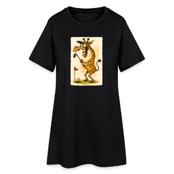 Girafe de golf dans Cartoon Madness - Drôle d’animal - Robe T-shirt Femme - noir - Devant