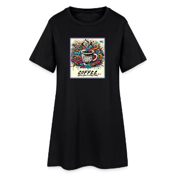 Kaffee Graffiti Explosion - Frauen T-Shirt-Kleid - Schwarz - Vorne