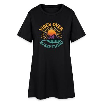 Des vibrations au-dessus de tout - Robe T-shirt Femme - noir - Devant