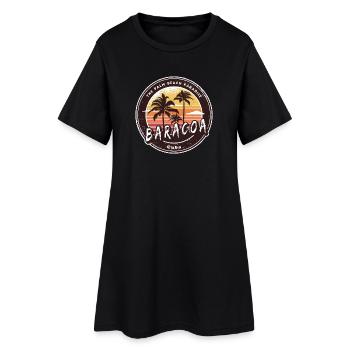 Baracoa Palmen und Strand Design - Frauen T-Shirt-Kleid - Schwarz - Vorne