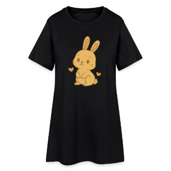 Bunny Bunny Spring Summer Easter Garden - Women’s T-Shirt Dress - black - Front