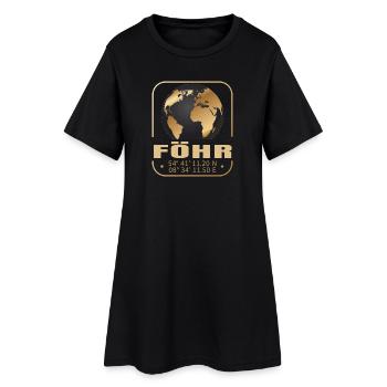 Föhr - Frauen T-Shirt-Kleid - Schwarz - Vorne