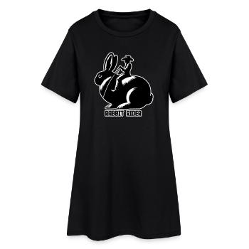 Cavalier de lapin (texte foncé - avec contour, 3 couleurs) - Robe T-shirt Femme - noir - Devant
