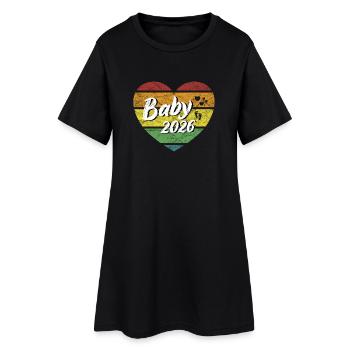 Bébé 2026 nouveau-né grossesse rétro - Robe T-shirt Femme - noir - Devant