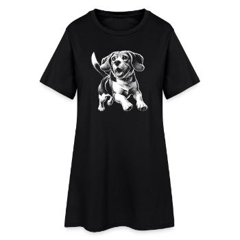 Beagle joyeux comme un portrait mignon - Robe T-shirt Femme - noir - Devant