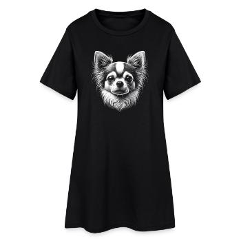 Photorealistic Chihuahua head in black and white - Women’s T-Shirt Dress - black - Front