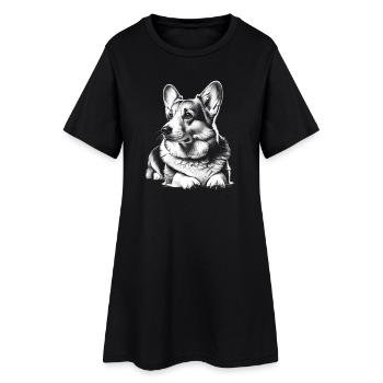 Cute Corgi in Lying Pose - Women’s T-Shirt Dress - black - Front