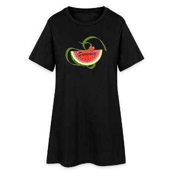 Piece of Watermelon with Decorative Font -Summer - Women’s T-Shirt Dress - black - Front