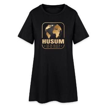Husum - Frauen T-Shirt-Kleid - Schwarz - Vorne