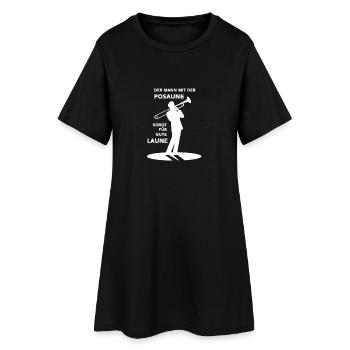 Der Mann mit der Posaune sorgt für gute Laune - Frauen T-Shirt-Kleid - Schwarz - Vorne
