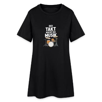 Der Takt macht die Musik Schlagzeug Drums - Frauen T-Shirt-Kleid - Schwarz - Vorne