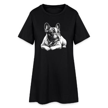 Cute French Bulldog in lying pose - Women’s T-Shirt Dress - black - Front