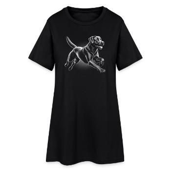 Labrador courant joyeux dans le style de dessin - Robe T-shirt Femme - noir - Devant