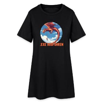 EXE AUSFÜHREN Drachen Admin IT Informatik Lustig - Frauen T-Shirt-Kleid - Schwarz - Vorne