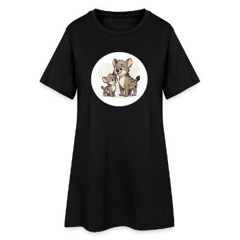 Famille des hyènes - Robe T-shirt Femme - noir - Devant