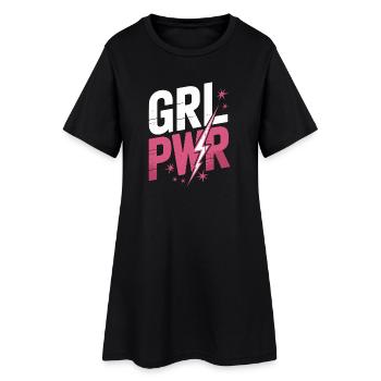 Femmes Pouvoir GRL PWR Fille Patriarcat Féminisme - Robe T-shirt Femme - noir - Devant